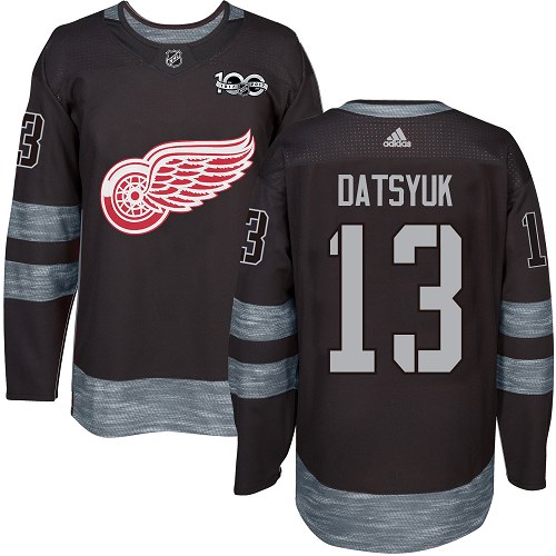 Herren Detroit Red Wings Eishockey Trikot Pavel Datsyuk #13 Authentic Schwarz 1917-2017 100th Anniversary